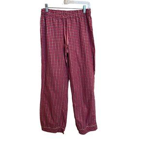 VICTORIA SECRET FLANNEL PANTS SIZE XS PINK PLAID LOUNGE WEAR DRAWSTRING‎ WAIST